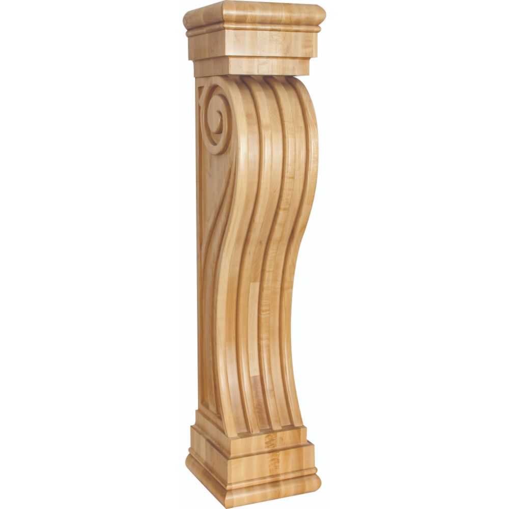 Hardware Resources FCOR5-RW 8" W x 8" D x 36" H Rubberwood Fluted Art Deco Fireplace Corbel