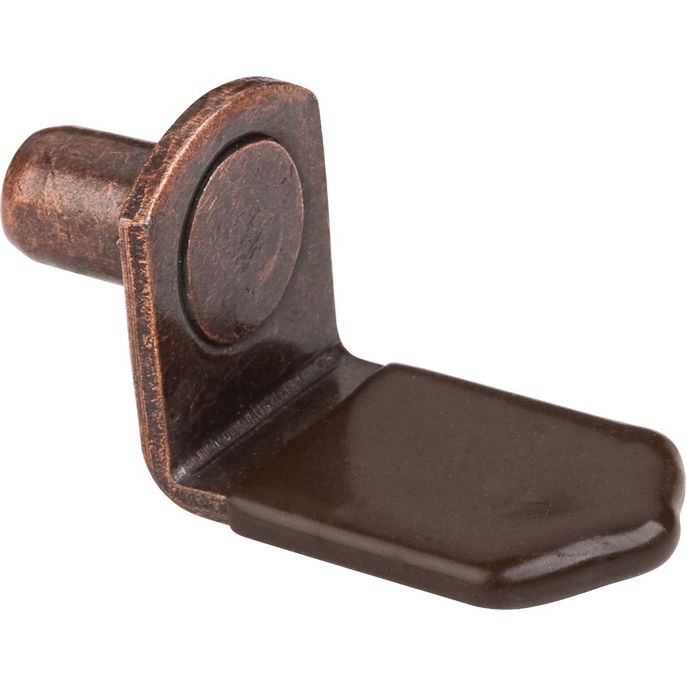 Hardware Resources 1611AC Antique Copper 1/4" Pin Angled Shelf Support with 3/4" Arm and Brown Plastic Sleeve - Priced and Sold by the Thousand. Order 1 for 1,000 Pieces