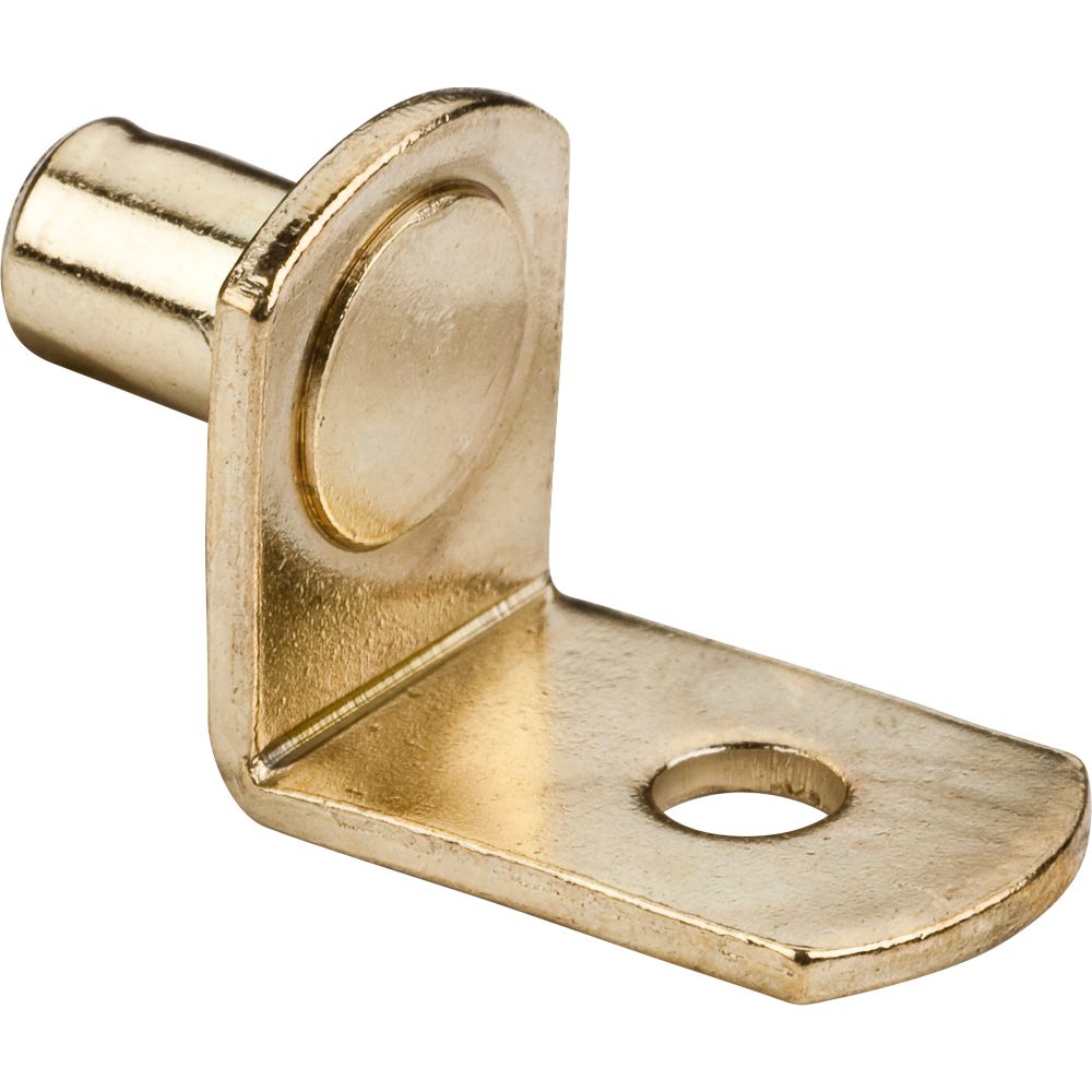 Hardware Resources 1610PB Polished Brass 1/4" Pin Angled Shelf Support with 3/4" Arm and 1/8" Hole - Priced and Sold by the Thousand. Order 1 for 1,000 Pieces