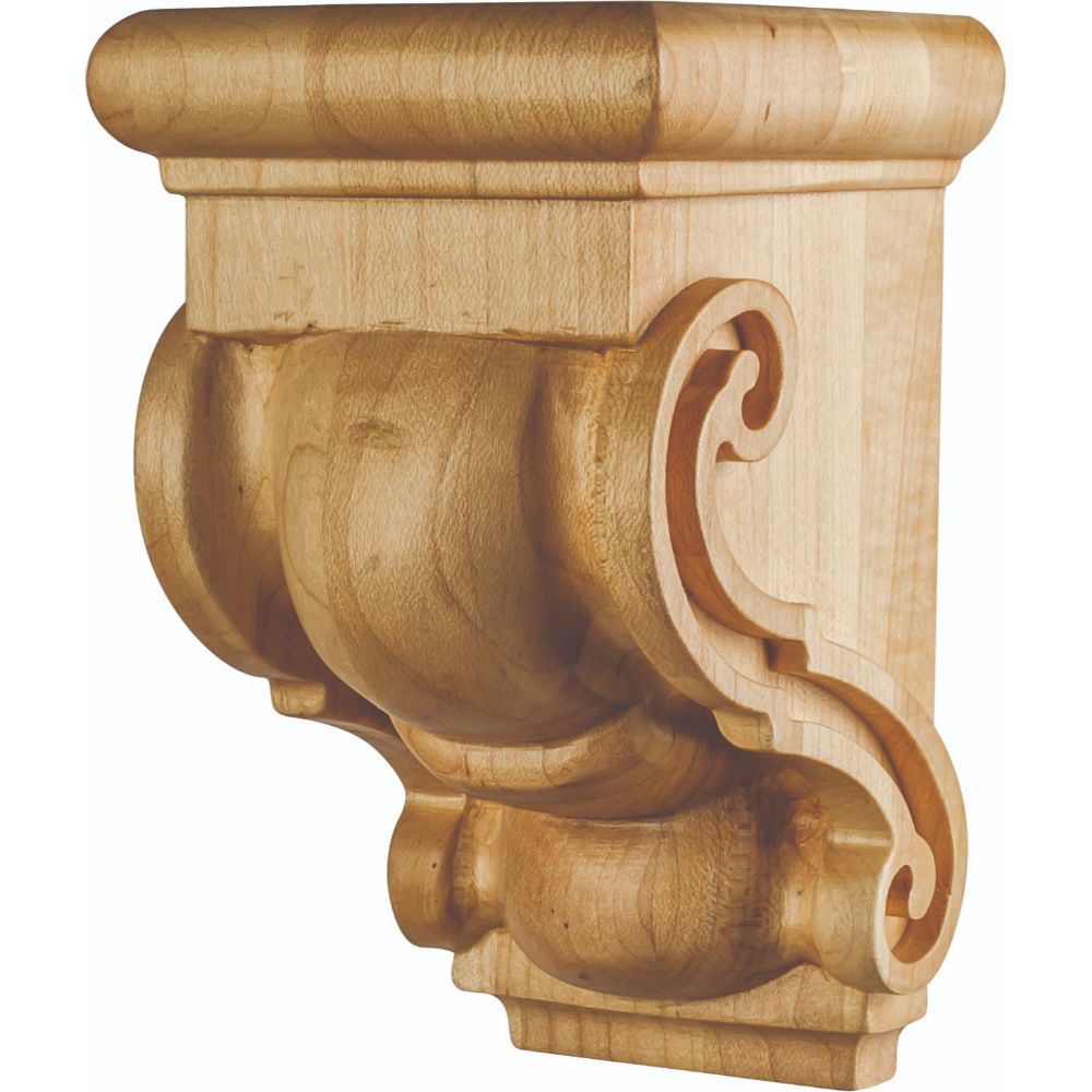 Hardware Resources CORF-5-HMP 3-1/16" W x 3-1/16" D x 5" H Hard Maple Scrolled Corbel
