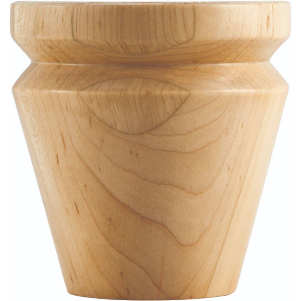 Hardware Resources BF14-3-HMP 4" W x 4" D x 4" H Hard Maple Round Grooved Tapered Bun Foot