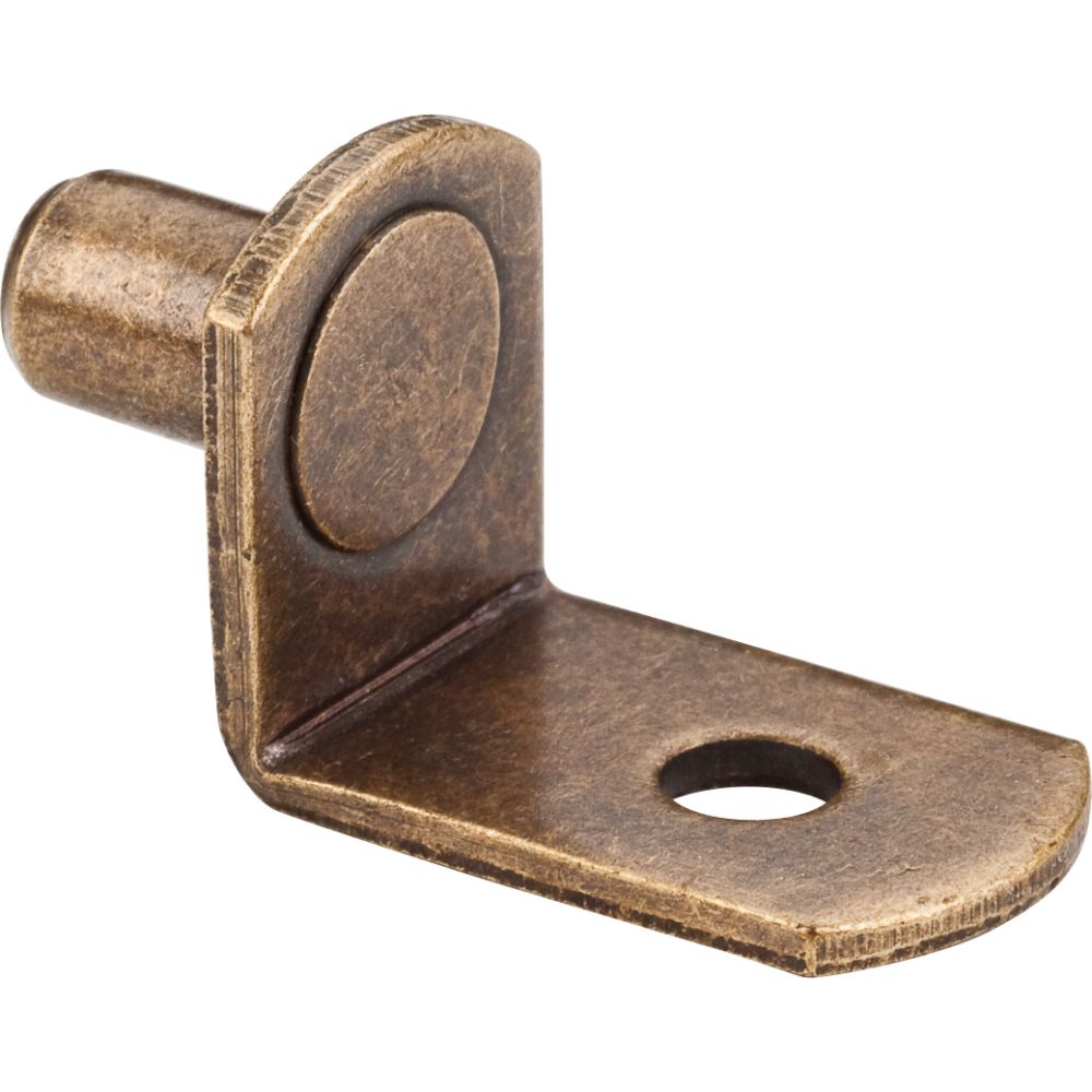 Hardware Resources 1610AB Antique Brass 1/4" Pin Angled Shelf Support with 3/4" Arm and 1/8" Hole - Priced and Sold by the Thousand. Order 1 for 1,000 Pieces