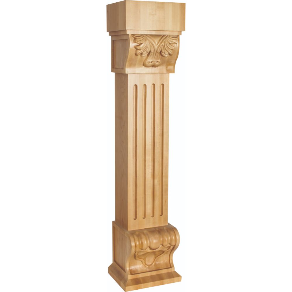 Hardware Resources FCORE-RW 8" W x 7" D x 36" H Rubberwood Fluted Acanthus Fireplace Corbel
