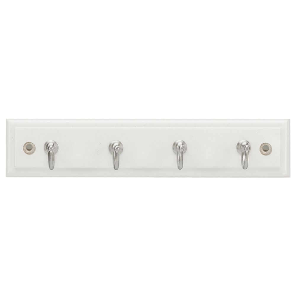 Hickory Hardware C25013-WSN Key Hook Rail in White with Satin Nickel