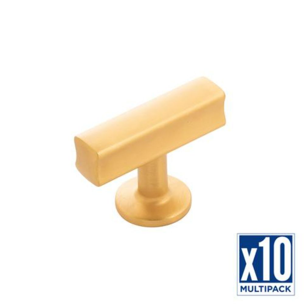 Hickory Hardware H077878BGB-10B T-knob, 1-15/16" X 15/16", 10 in Brushed Golden Brass
