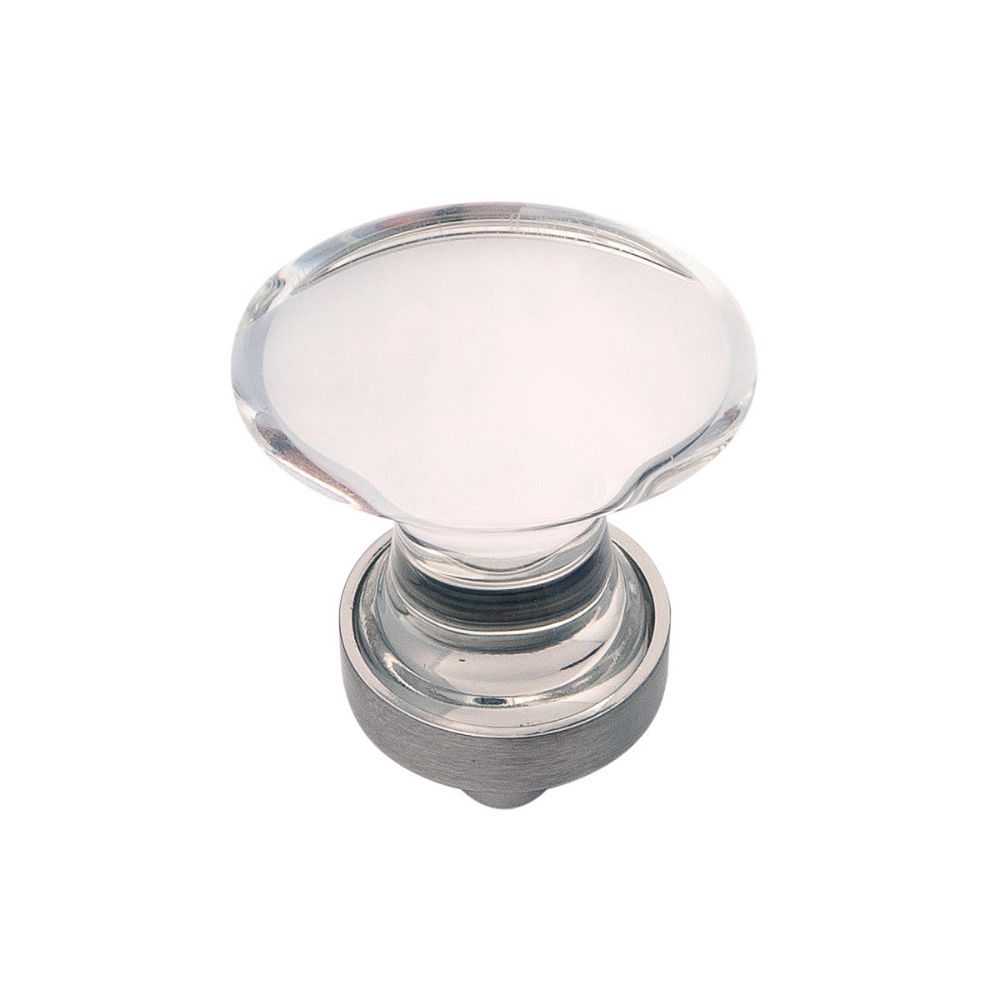 Hickory Hardware HH075852-GLSN-10B Oval Knob, 1-1/4" X 3/4", 10 P in Glass with Satin Nickel