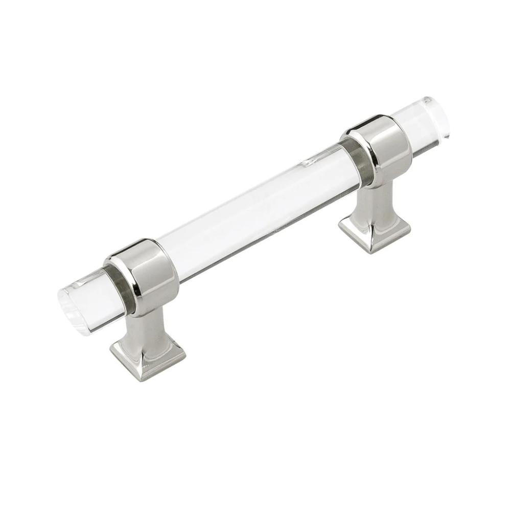 Hickory Hardware HH075857-CA14-10B Pull, 3" C/c, 10 Pack in Crysacrylic with Polished Nickel