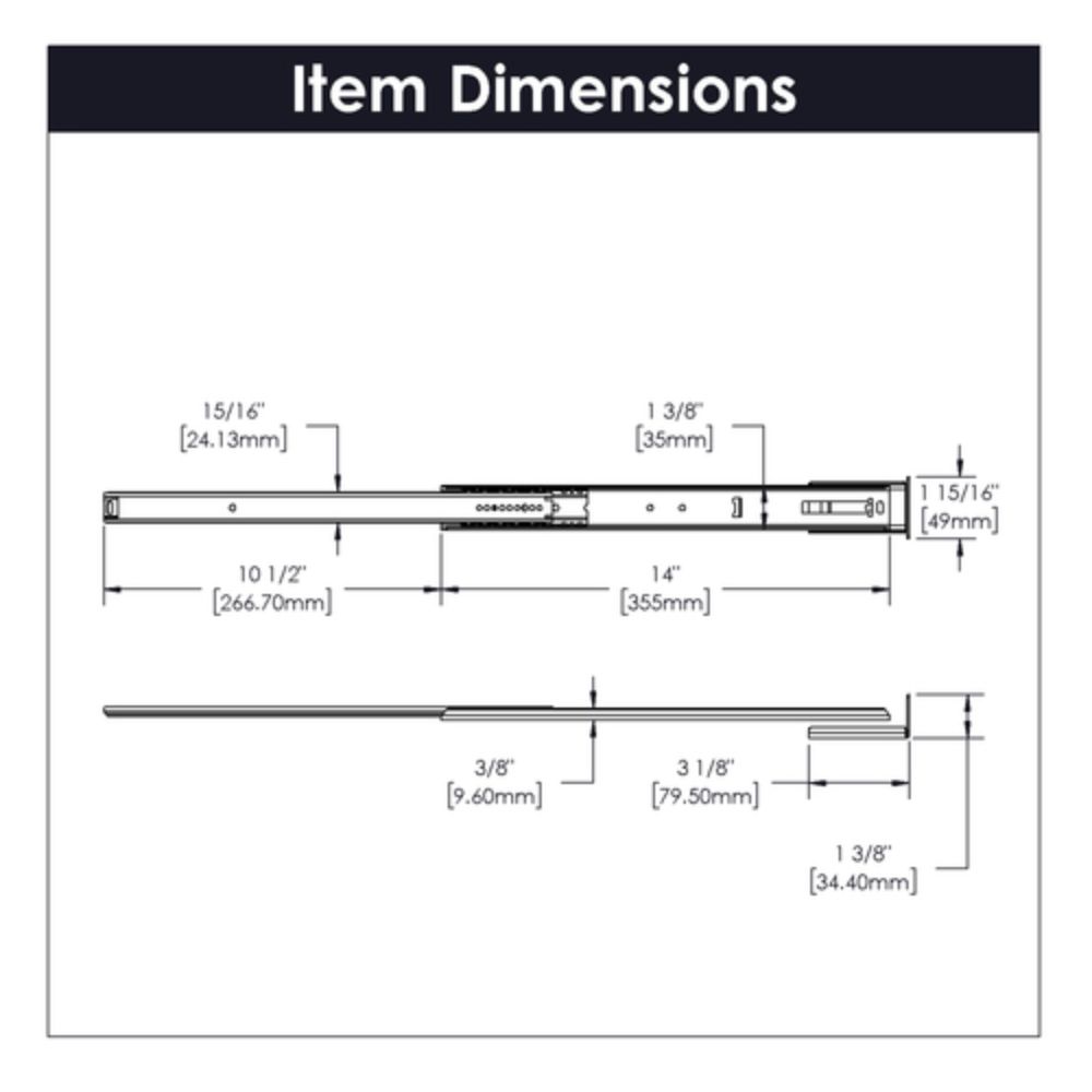 Hickory Hardware P1029/14-2C Drawer Slides Drawer Slide, Center Mount 14" in Cadmium
