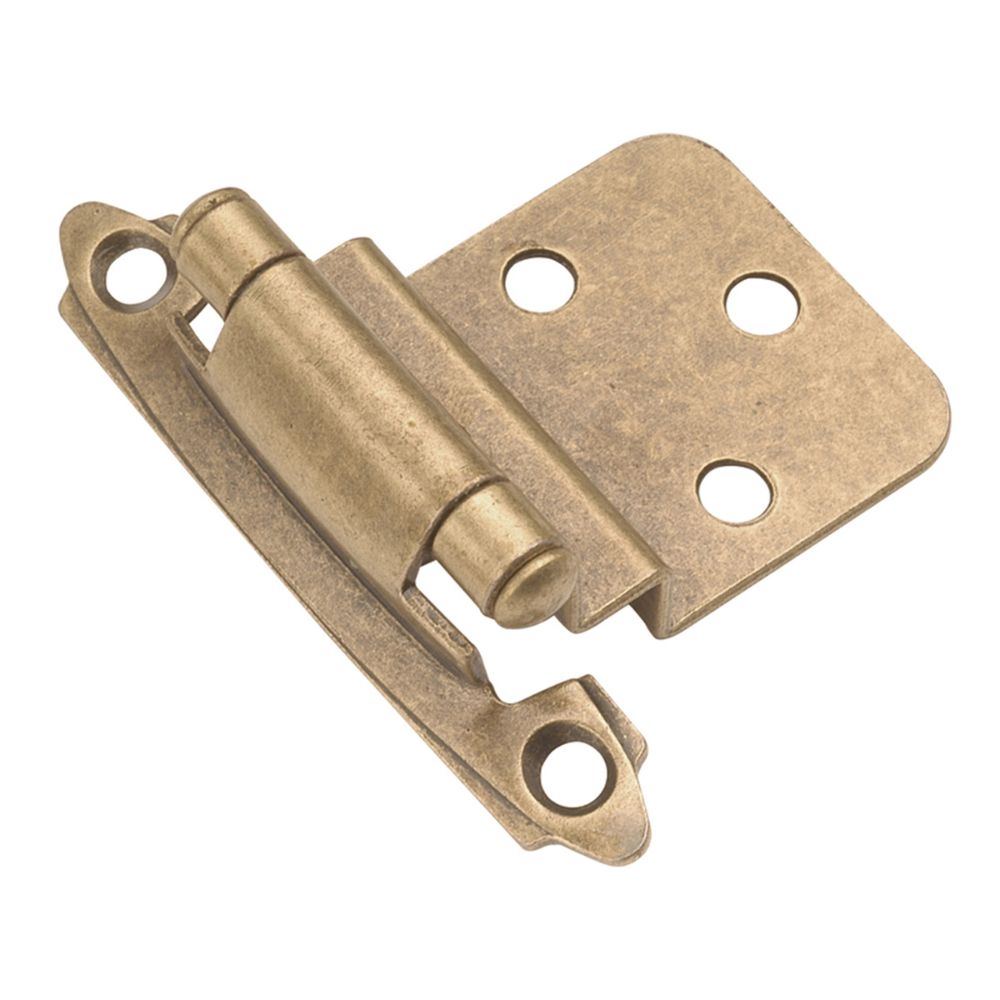 Hickory Hardware P143-AB Surface Self-Closing Collection Hinge SurFace Self Close (2 Pack) Antique Brass Finish