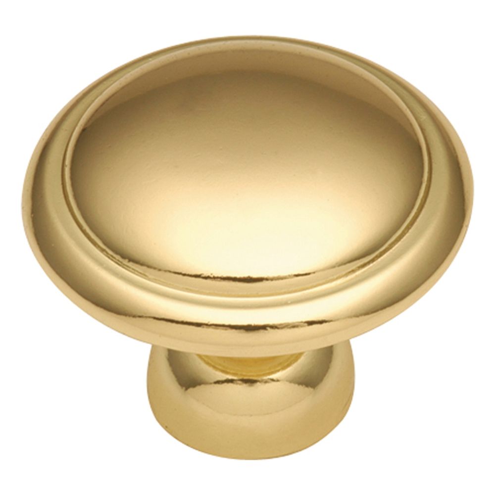 Hickory Hardware P14848-3 Conquest Collection Knob 1-3/8 Inch Diameter Polished Brass Finish