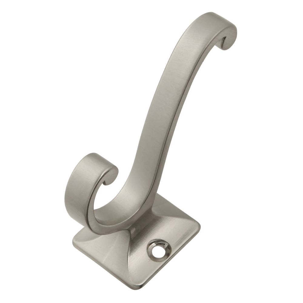 Hickory Hardware P25024-SN Hooks Collection Coat Hook Double 3/4 Inch Center to Center Satin Nickel Finish