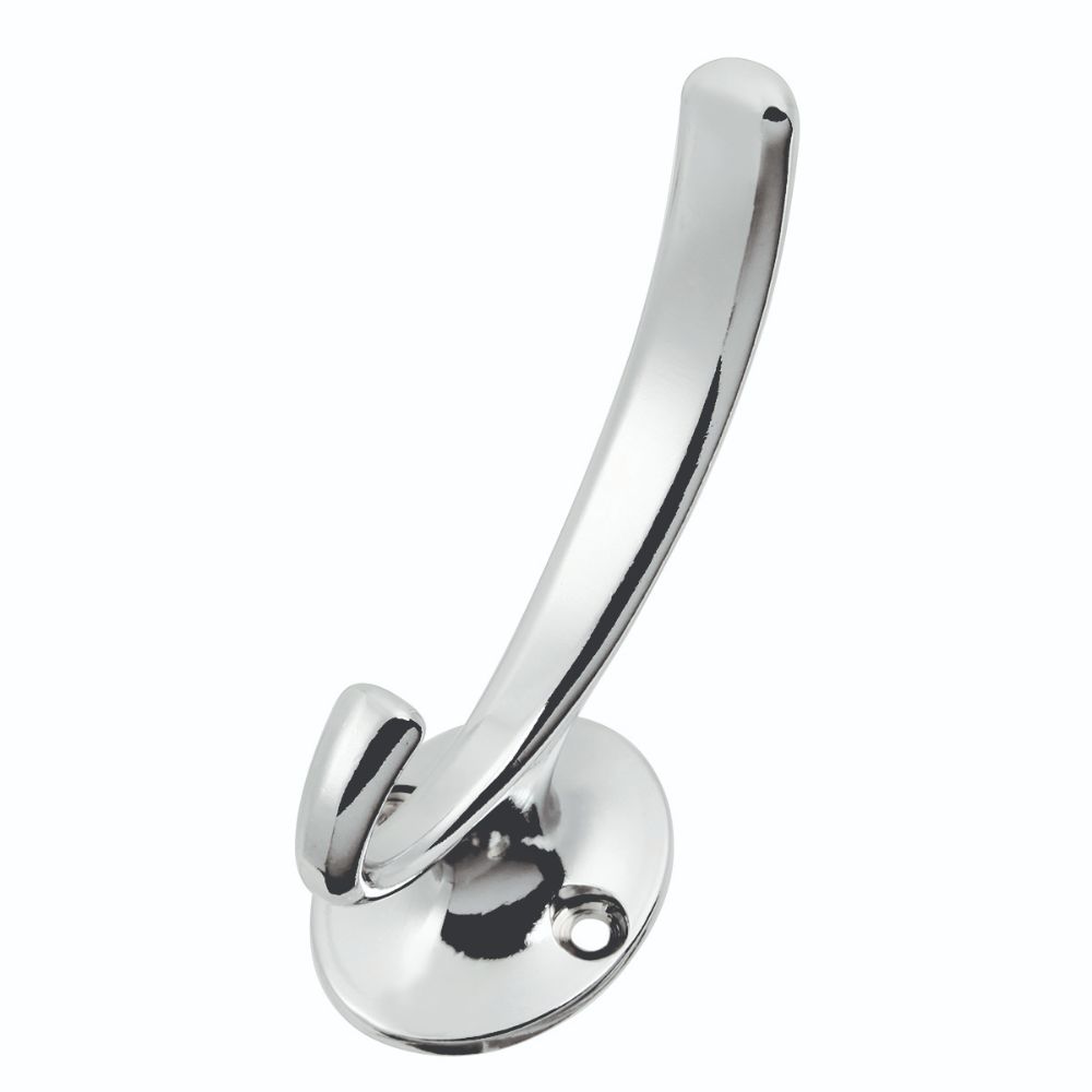Hickory Hardware P25025-CH Hooks Collection Coat Hook Double 7/8 Inch Center to Center Chrome Finish