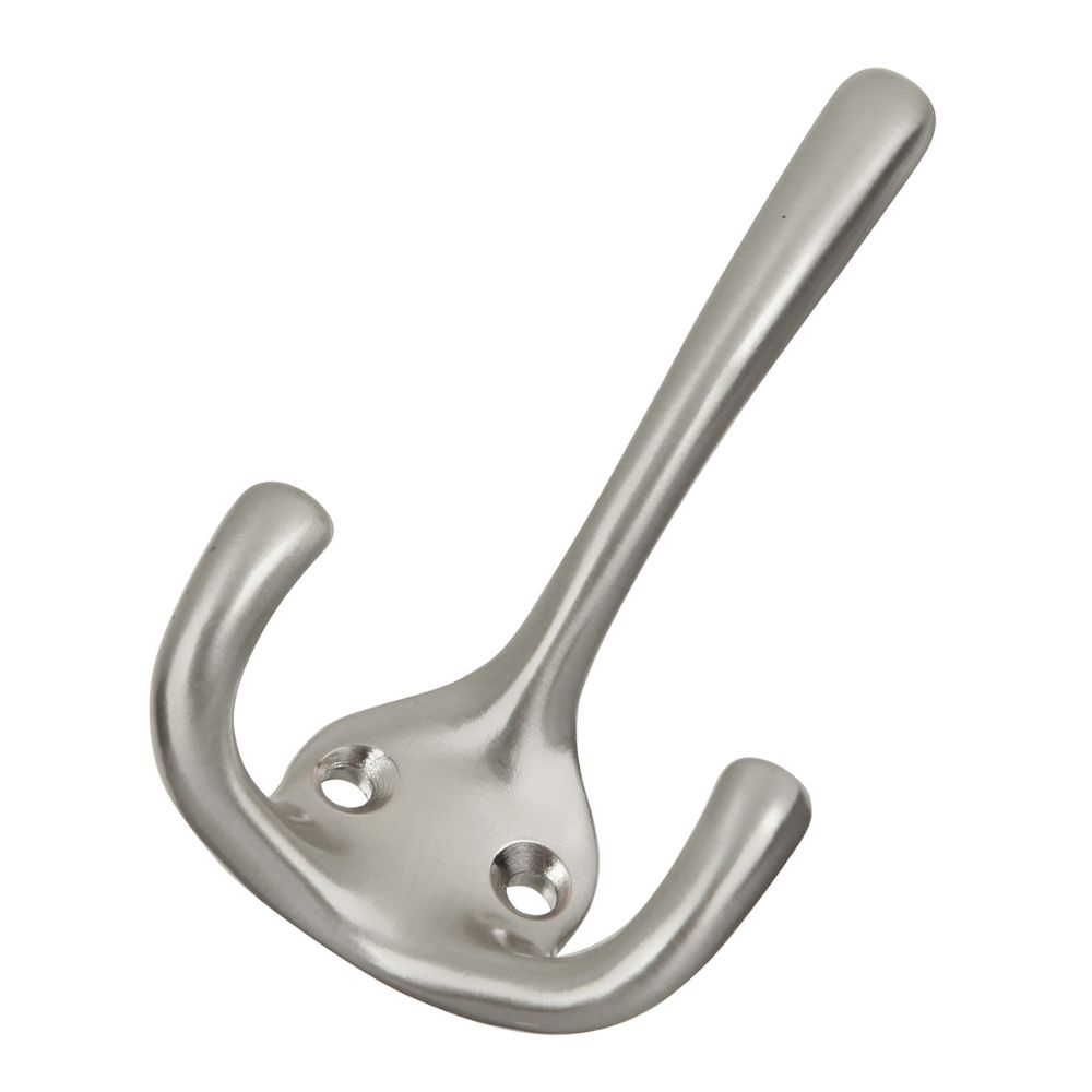 Hickory Hardware P25026-SN Utility Hooks Collection Coat Hook Triple 5/8 Inch Center to Center Satin Nickel Finish