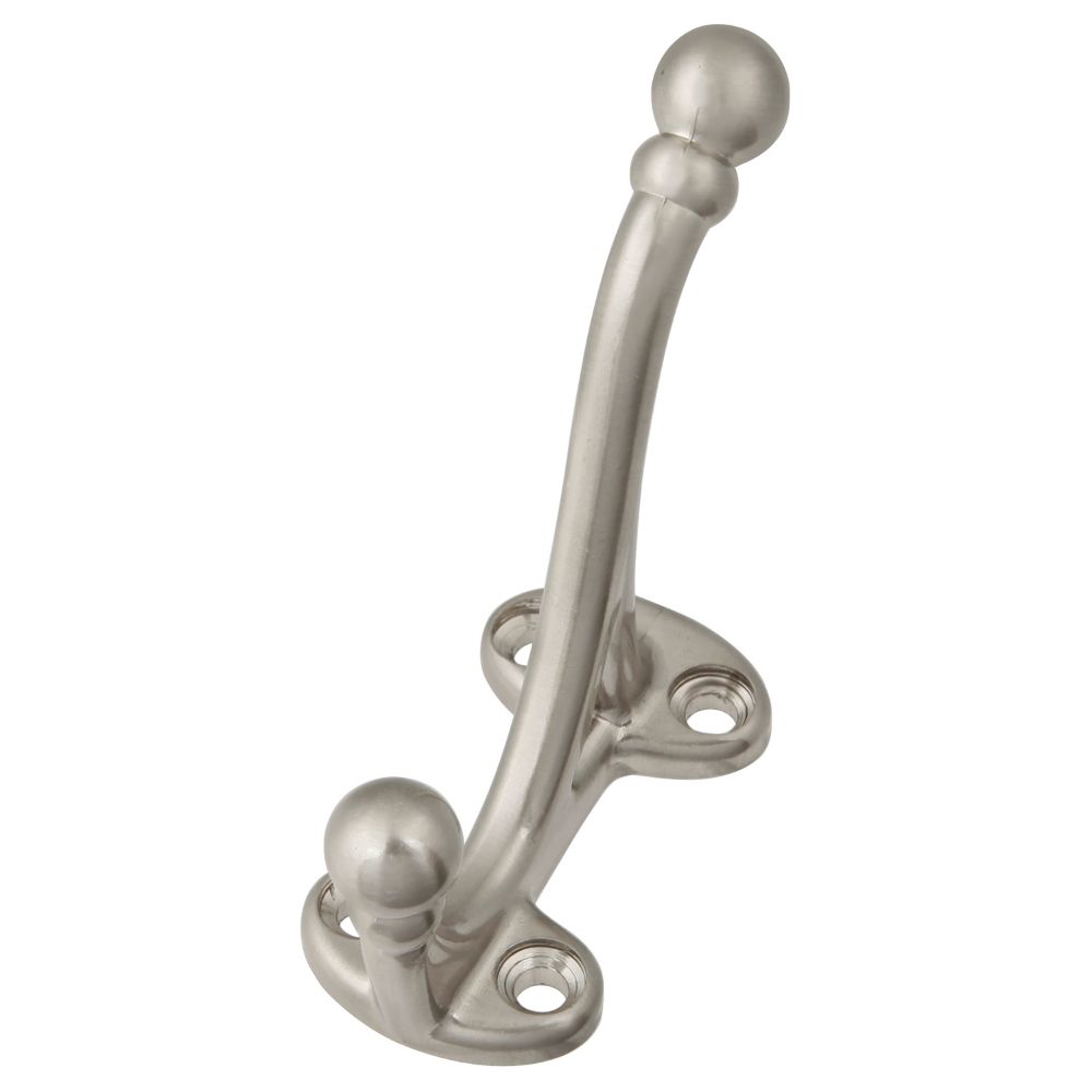 Hickory Hardware P25029-SN Hooks Collection Coat Hook Double 5/8 Inch Center to Center Satin Nickel Finish