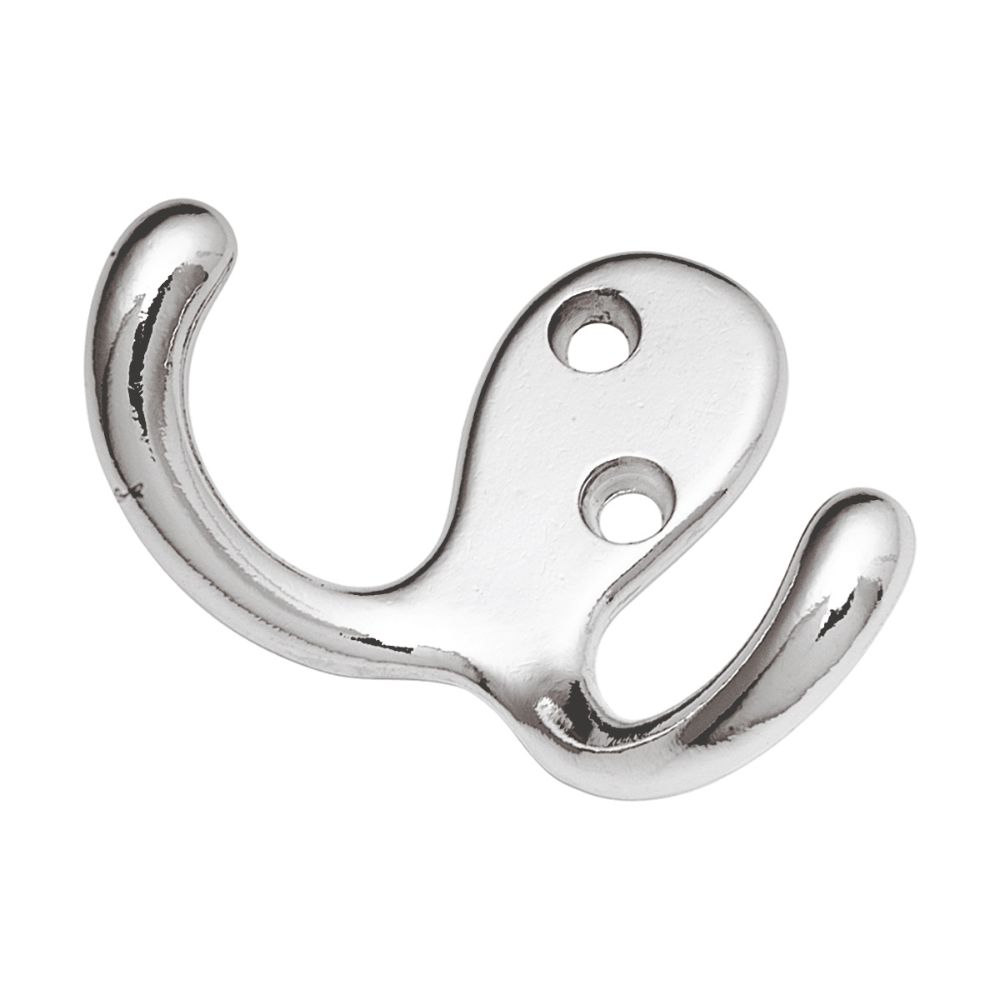 Hickory Hardware P27115-CH Hooks Collection Utility Hook Double 3/8 Inch Center to Center Chrome Finish