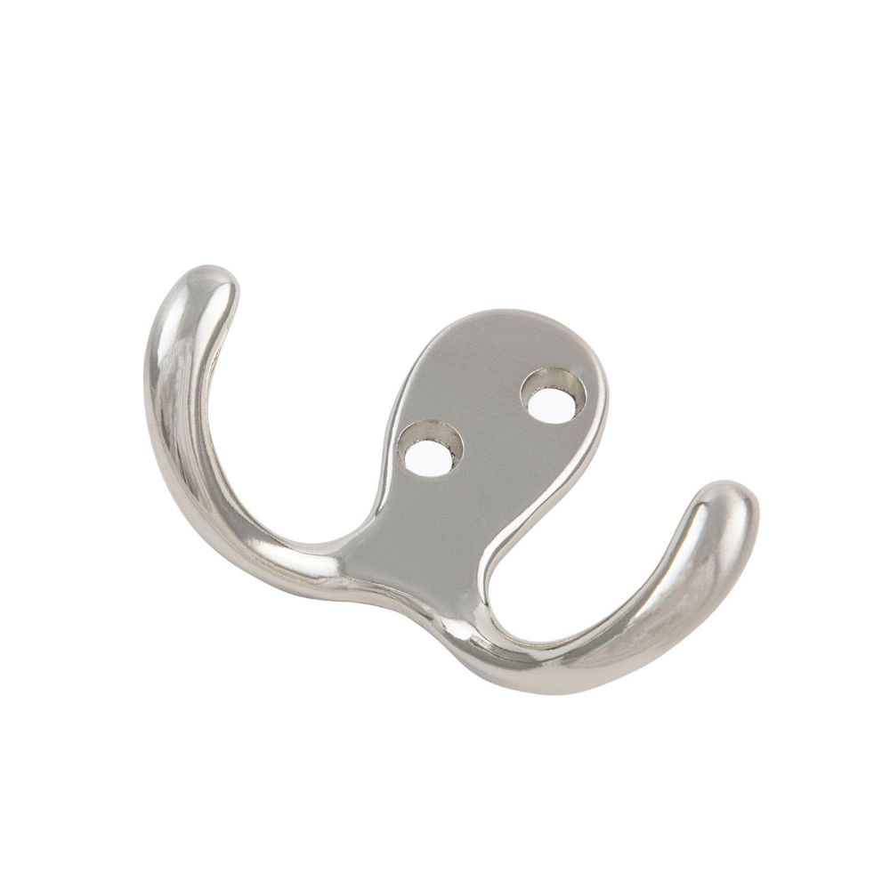Hickory Hardware P27115-SC Hooks Collection Utility Hook Double 3/8 Inch Center to Center Satin Silver Cloud Finish