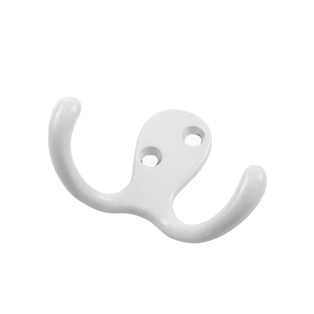 Hickory Hardware P27115-W Hooks Collection Utility Hook Double 3/8 Inch Center to Center White Finish