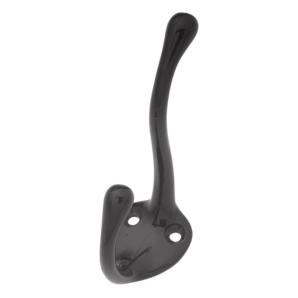 Hickory Hardware P27120-BL Utility Hooks Collection Coat Hook Double 5/8 Inch Center to Center Black Finish