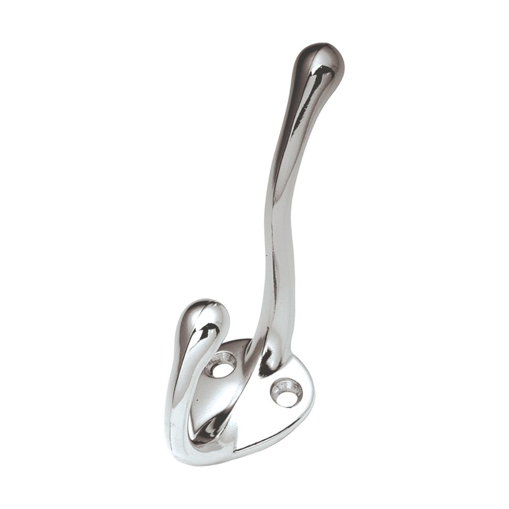 Hickory Hardware P27120-CH Utility Hooks Collection Coat Hook Double 5/8 Inch Center to Center Chrome Finish
