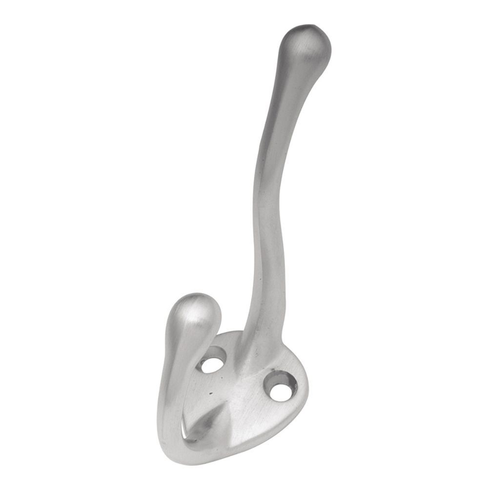 Hickory Hardware P27120-SC Utility Hooks Collection Coat Hook Double 5/8 Inch Center to Center Satin Silver Cloud Finish