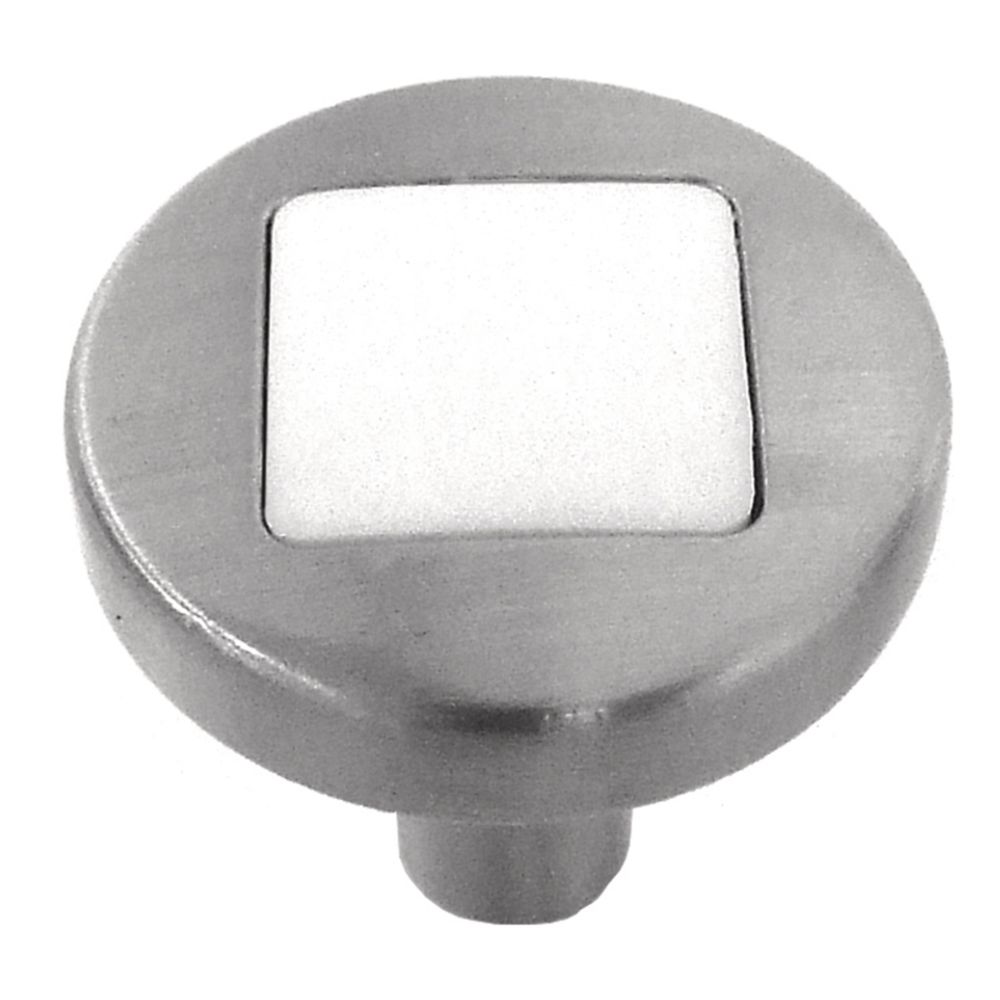 Hickory Hardware P3440-SNWM Loft Collection Knob 1 Inch Diameter Satin Nickel with White Matte Finish