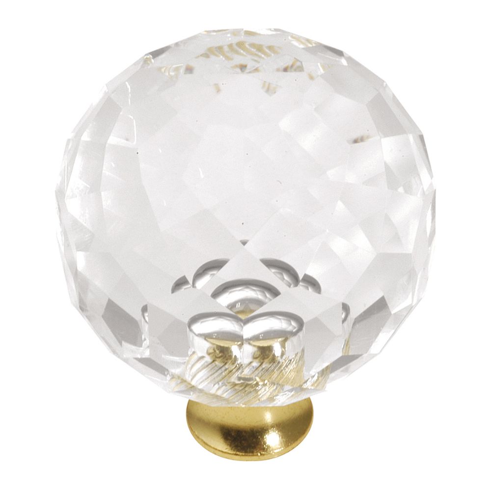 Hickory Hardware P35-CA3 Crystal Palace Collection Knob 1-3/8 Inch (35mm) Diameter Crysacrylic with Polished Brass Finish