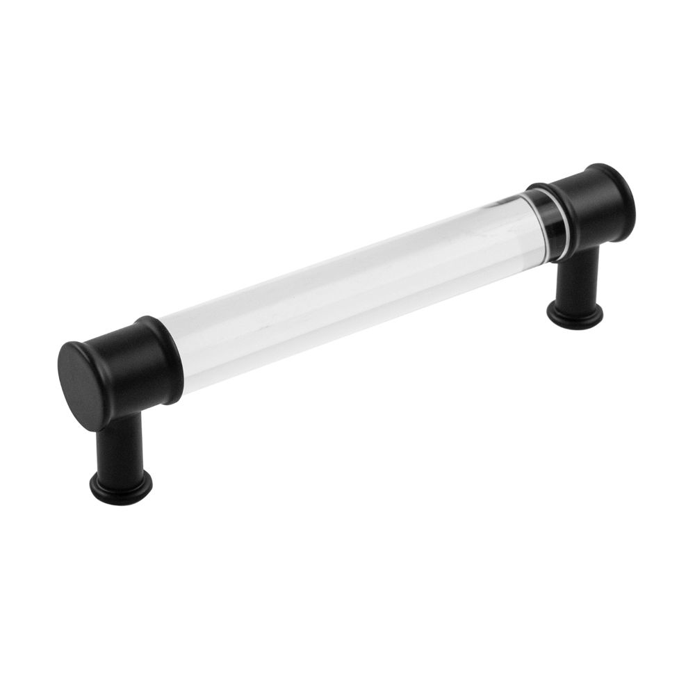 Hickory Hardware P3635-CAMB Midway Pull, 128mm C/c in Crysacrylic With Matte Black