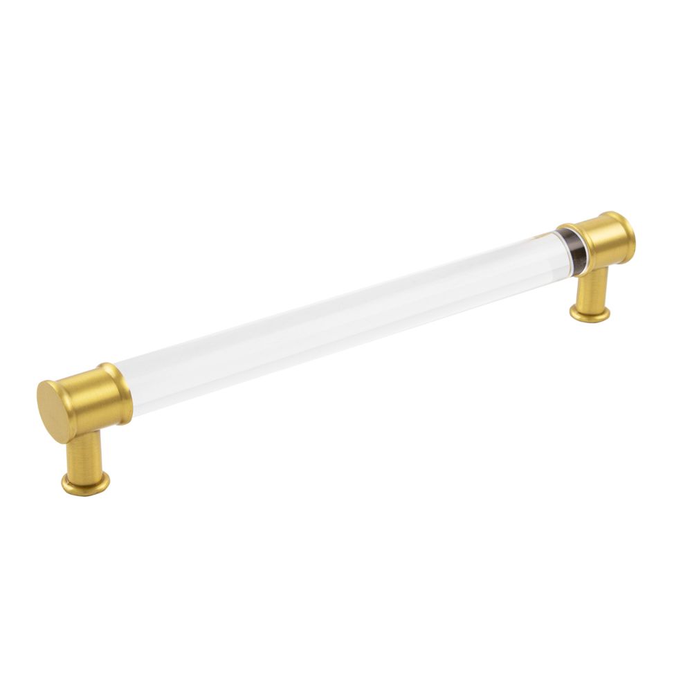 Hickory Hardware P3704-CABGB Midway Collection Pull 8-13/16 Inch (224mm) Center to Center Crysacrylic with Brushed Golden Brass Finish