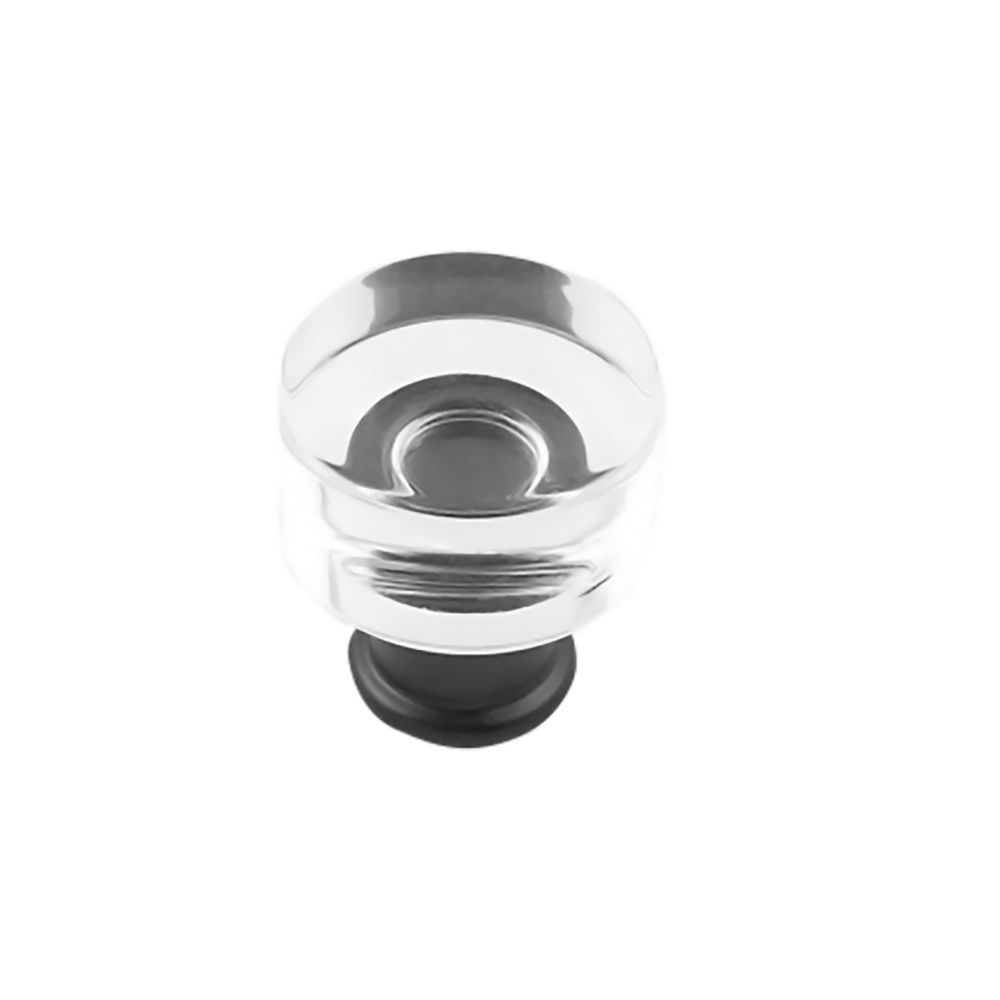Hickory Hardware P3708-CAMB Midway Knob, 1" Dia. in Crysacrylic With Matte Black
