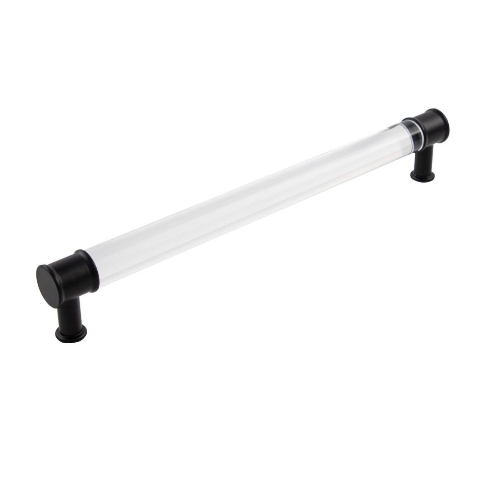 Hickory Hardware P3711-CAMB Midway Pull, 12" C/c in Crysacrylic With Matte Black