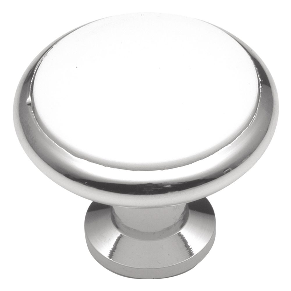 Hickory Hardware P427-26W Tranquility Collection Knob 1-5/16 Inch Diameter White Porcelain Chrome Finish