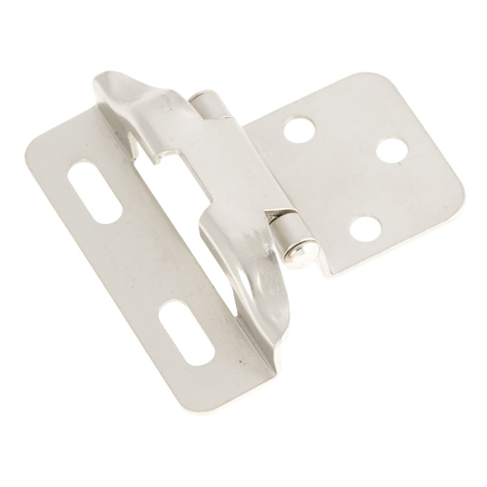 Hickory Hardware P60010F-SN Satin Nickel Surface Self-Closing 1/4 In. Overlay Hinge (2-Pack)
