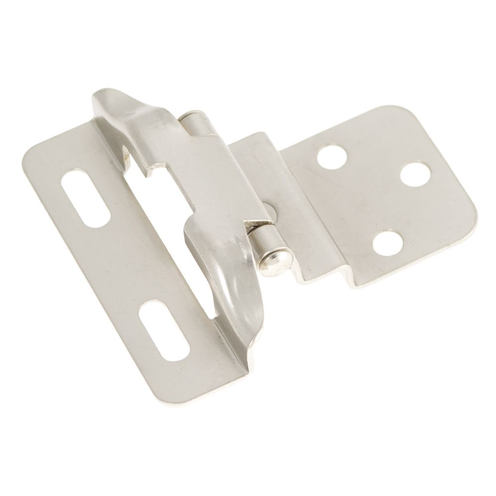 Hickory Hardware P61030F-SN Satin Nickel Surface Self-Closing 3/8 In. Offset Partial Wrap 1/4 In. Overlay Hinge (2-Pack)