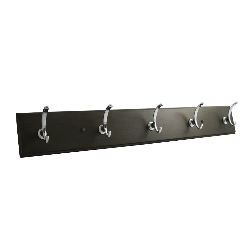 Hickory Hardware S077223-COSN-6B Hook Rail-5, Soldier Pack in Cocoa Wood Grain with Satin Nickel