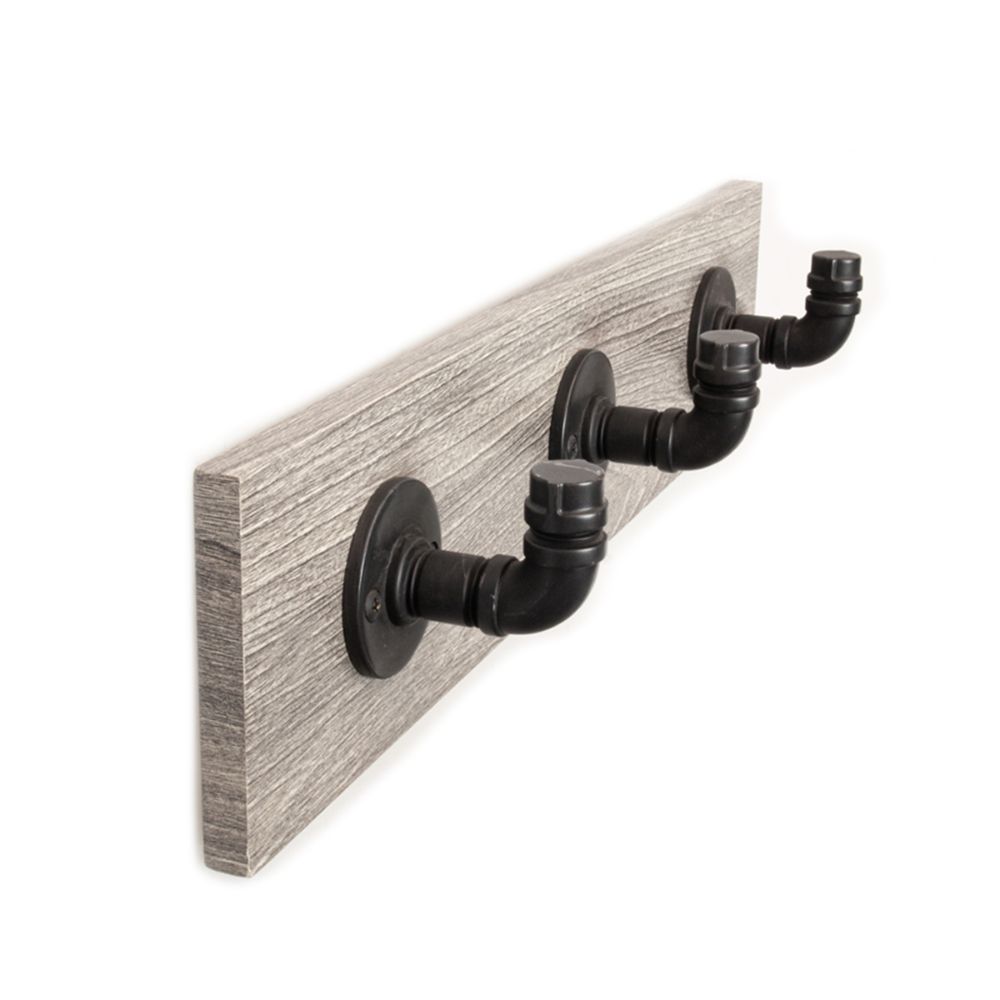Hickory Hardware S077228-LRVB-8B Hook Rail-3, Soldier Pack in Light Rustic Wood Grain with Vintage Bronze