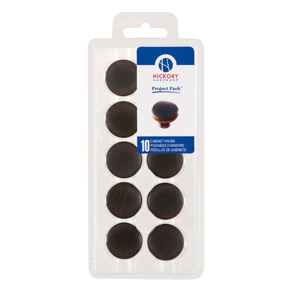 Hickory Hardware VP14255-OBH Conquest Collection Knob 1-1/8 Inch (10 Pack) Oil-Rubbed Bronze Highlighted Finish