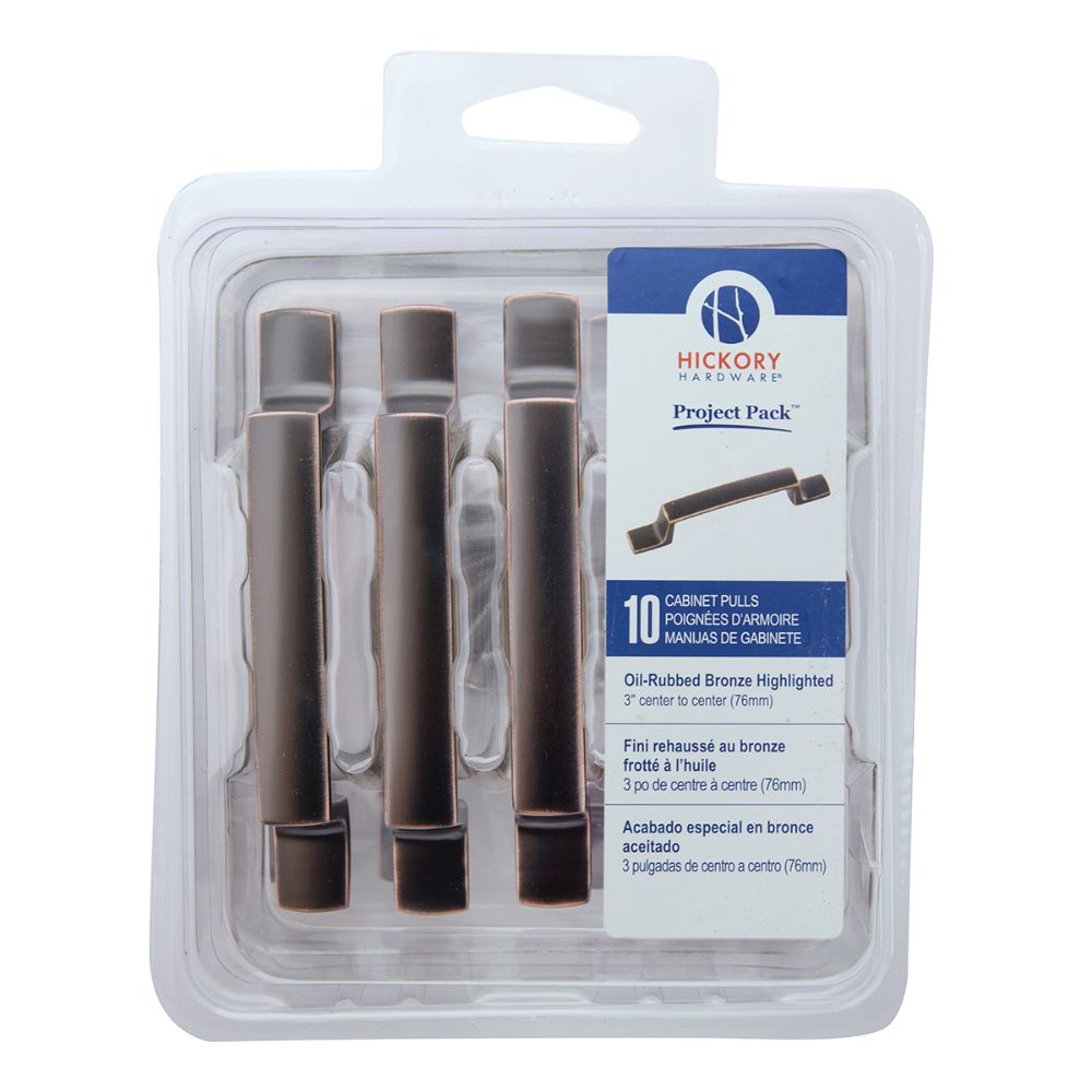 Hickory Hardware VP3113-OBH Rotterdam Collection Pull 3 Inch Center to Center (10 Pack) Oil-Rubbed Bronze Highlighted Finish