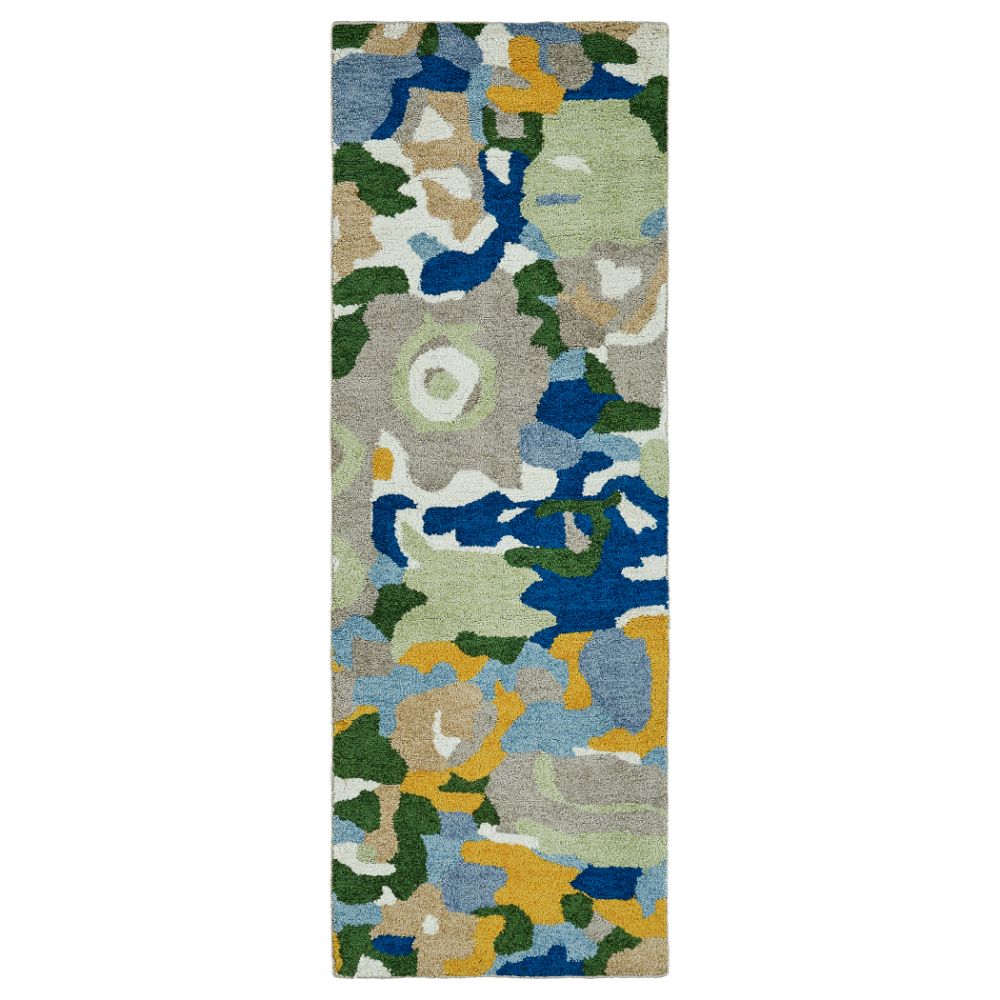 Hilary Farr by Kaleen Rugs HFL01-17 -23 Flora Fantasies Collection 2 ft. X 3 ft. Rectangle Indoor/Outdoor Rug in Blue