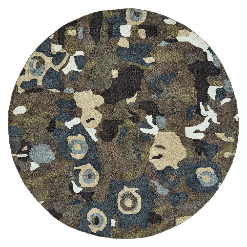 Hilary Farr by Kaleen Rugs HFL01-75-7979 RD Flora Fantasies Collection 7 ft. 9 in. X 7 ft. 9 in. Round Indoor/Outdoor Rug in Grey