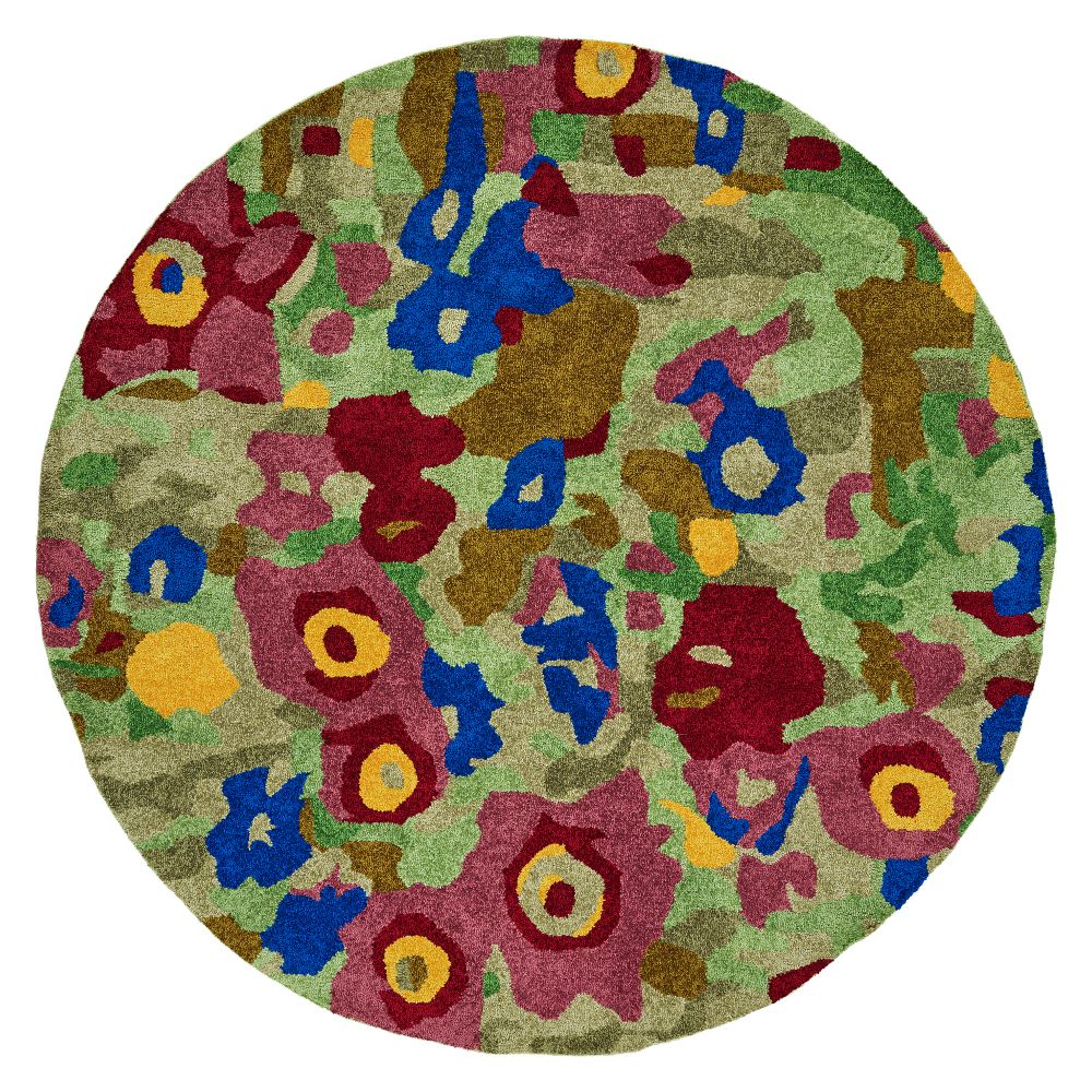 Hilary Farr by Kaleen Rugs HFL01-86-7979 RD Flora Fantasies Collection 7 ft. 9 in. X 7 ft. 9 in. Round Indoor/Outdoor Rug in Multi