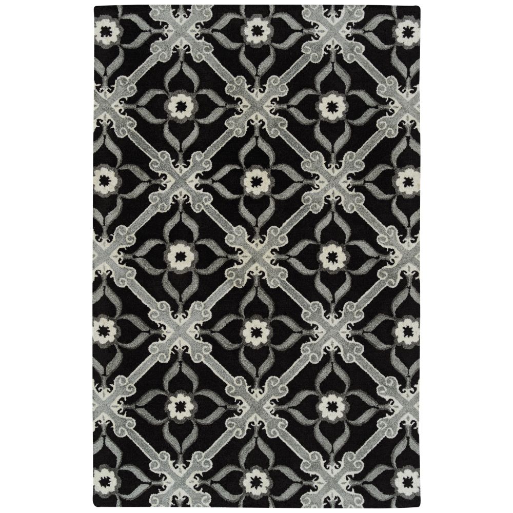 Hilary Farr by Kaleen Rugs HPT01-02-23 Peranakan Tile Collection 2 ft. X 3 ft. Rectangle Indoor/Outdoor Rug in Black