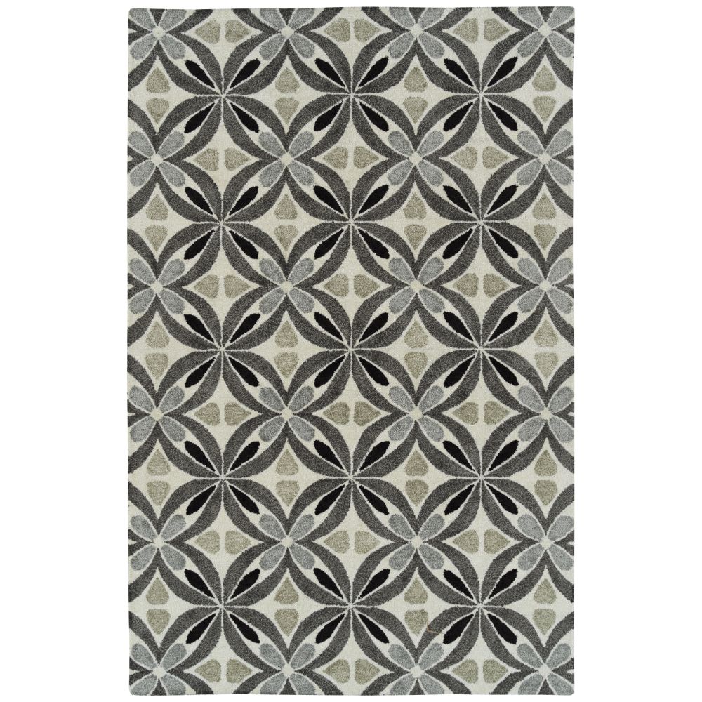 Hilary Farr by Kaleen Rugs HPT02-75-23 Peranakan Tile Collection 2 ft. X 3 ft. Rectangle Indoor/Outdoor Rug in Grey