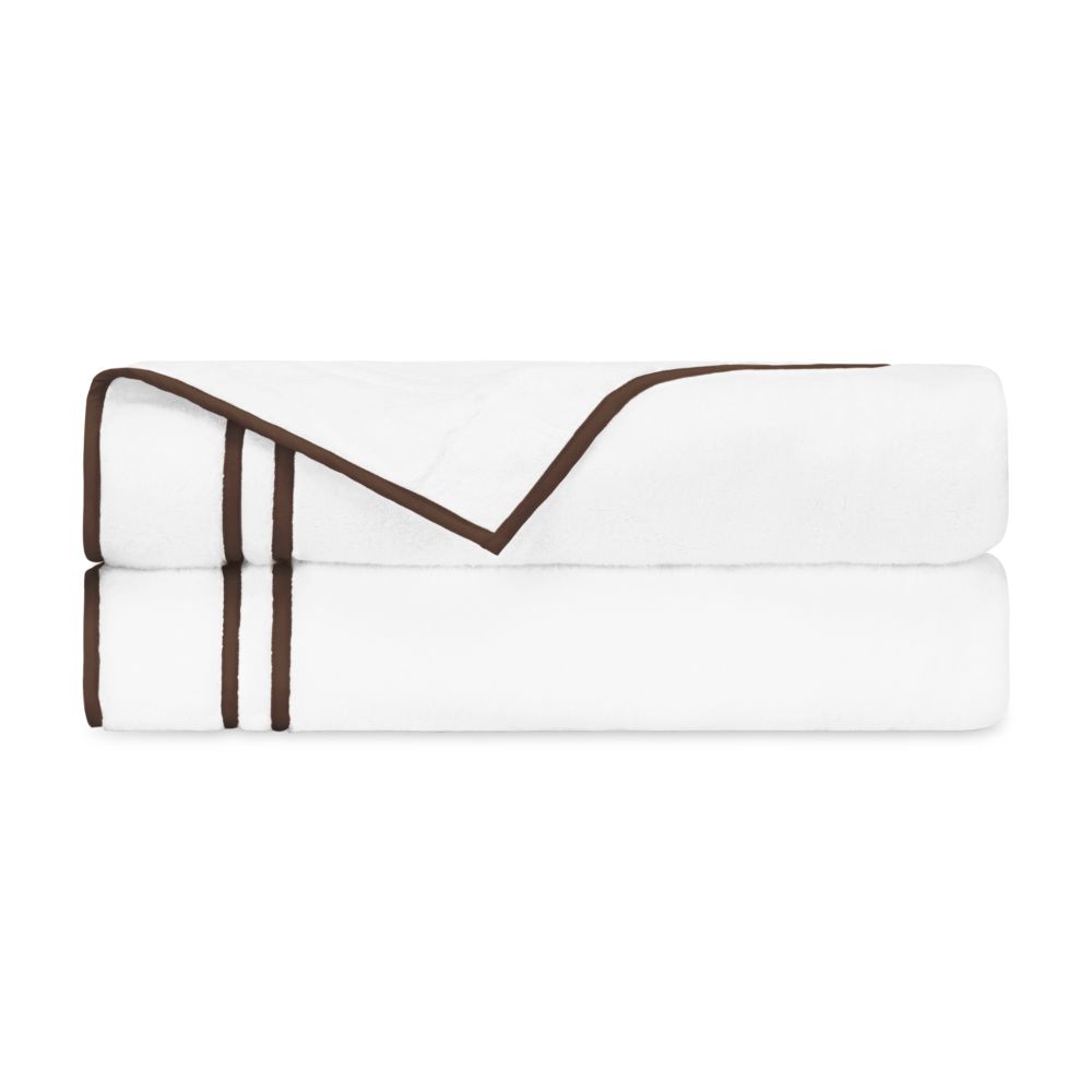 Home Treasures Linen 4021995527 Ribbons Bath Sheet in White / Chocolate