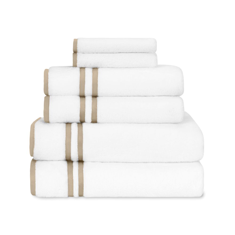 Home Treasures Linen 1456912199 Ribbons Face Towel in Ivory / Candlelight