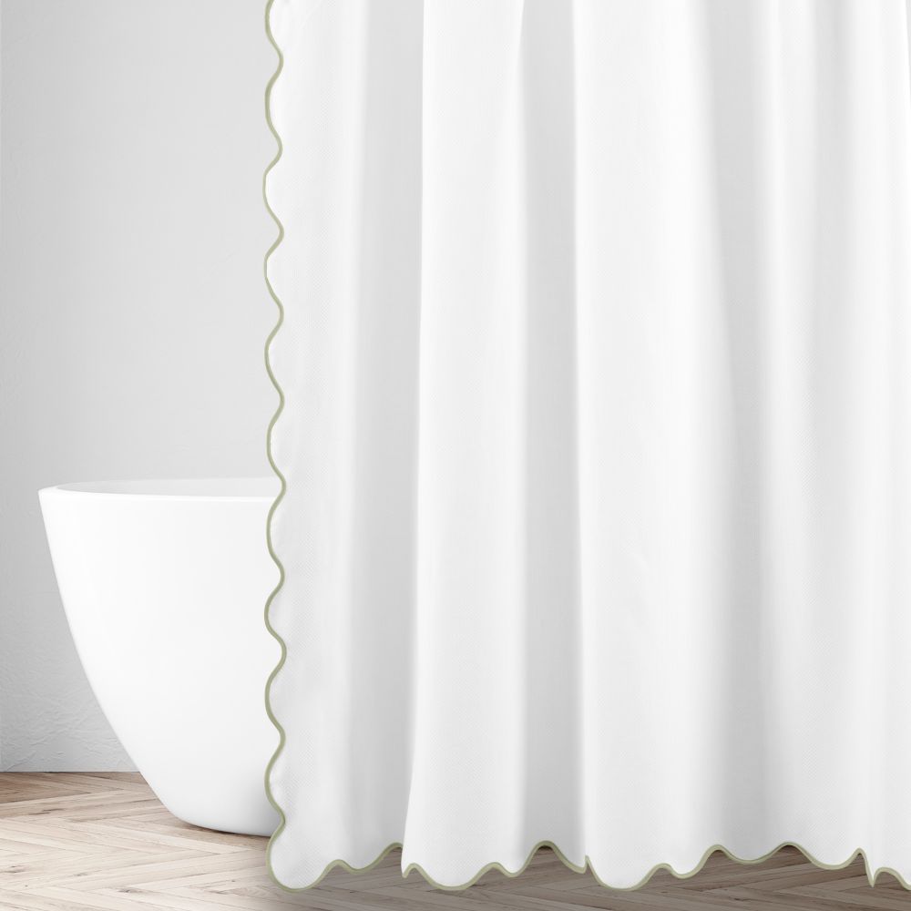 Home Treasures Linen EMANY8CUR7070WHCG Antalya Honeycomb Shower Curtain - White / Crystal Green