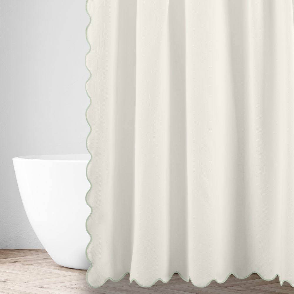 Home Treasures Linen EMANY8CUR7070IVEU Antalya Honeycomb Shower Curtain - Ivory / Eucalipto