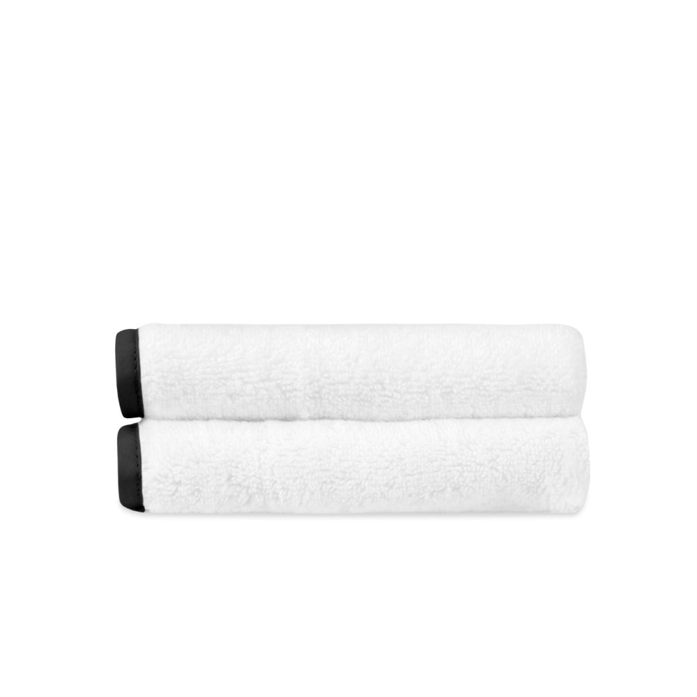 Home Treasures Linen EMANY8FACSETWHBK Antalya Face Towel (set Of 2) - White / Black