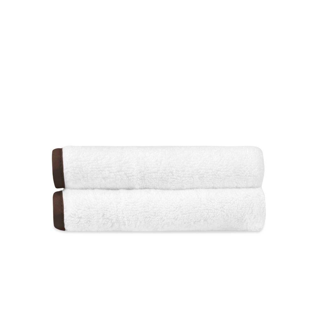 Home Treasures Linen EMANY8FACSETWHCH Antalya Face Towel (set Of 2) - White / Chocolate