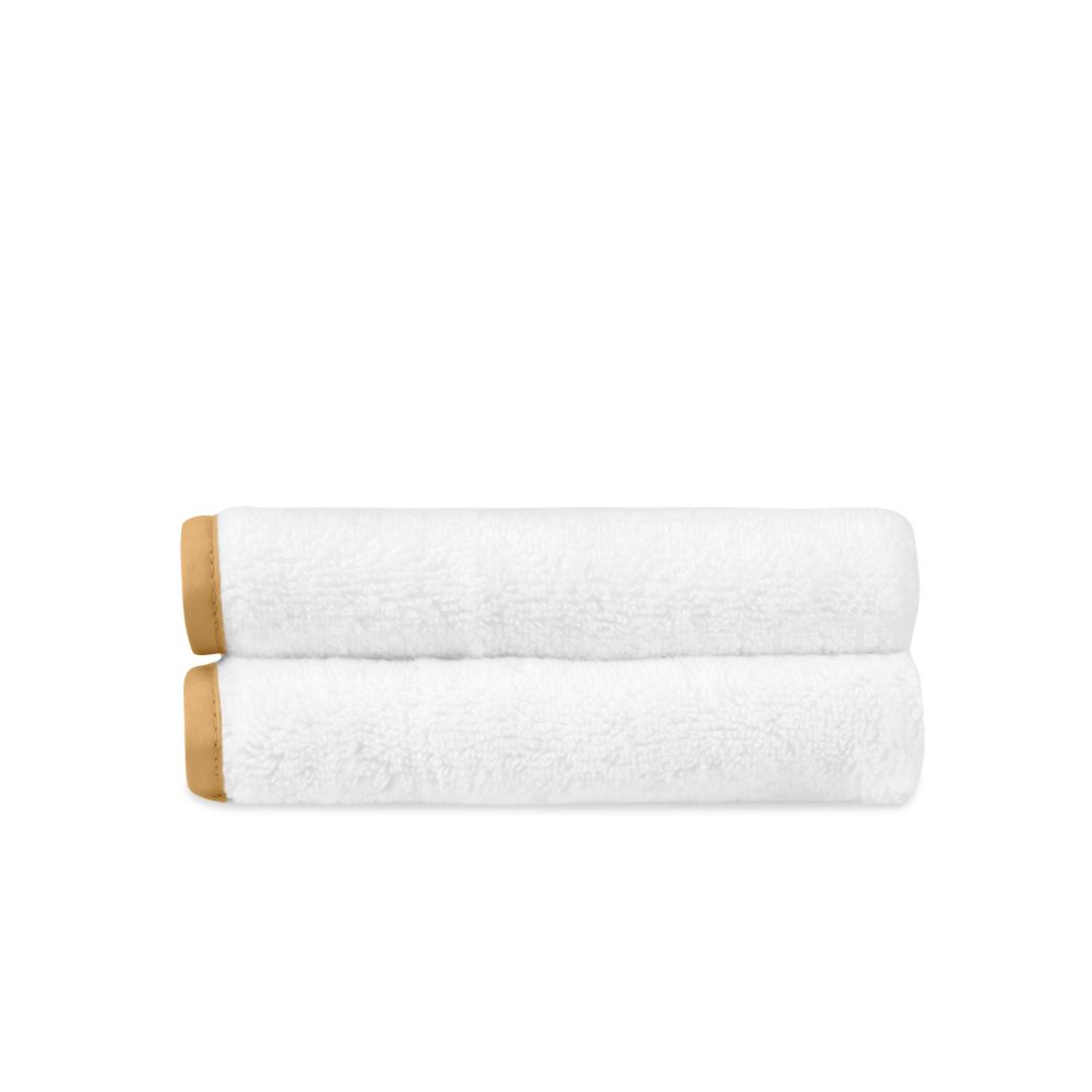 Home Treasures Linen EMANY8FACSETWHGO Antalya Face Towel (set Of 2) - White / Gold
