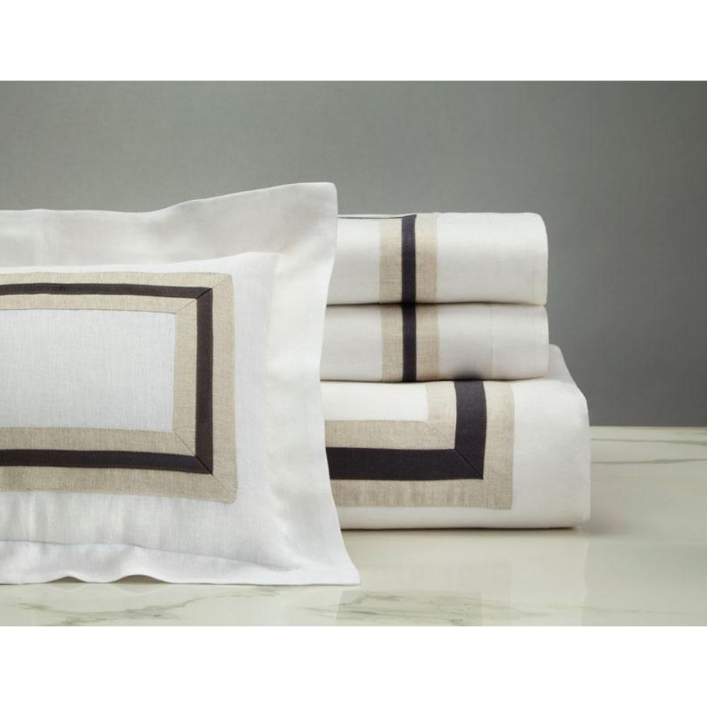 Home Treasures Linen tor-72448 Bed Torino Full/Double/Queen Duvet Cover in White/Dark Natural/Gray Down (Duvet Cover Only)
